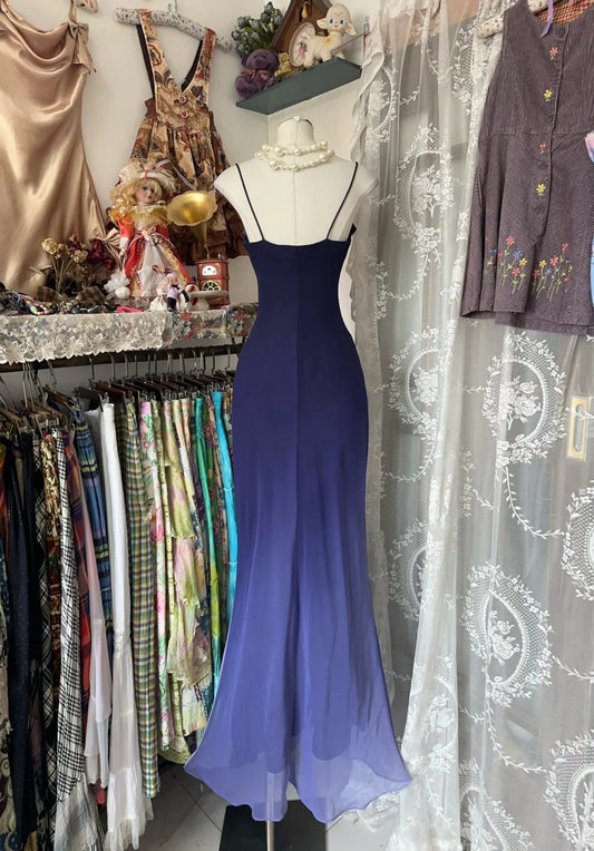 Spaghetti Straps Chiffon Ombre Mermaid Long Prom Gown Evening Dress fg7399