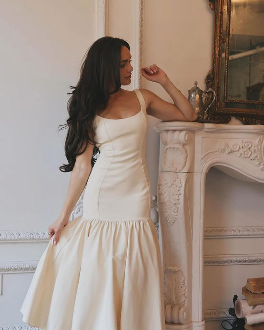 Elegant Square Neck Maxi Dress Sleeveless Women's Party Dress fg7378