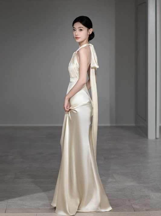 Backless Halter Long Prom Dress Elegant Evening Party Dress fg7320