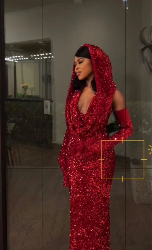 Charming Red Sequin Sheath Prom Dress,Red Evening Dress fg7109