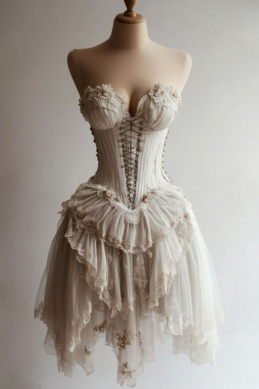Retro Ivory Lace Dress Sexy Short Party Dress Homecoming Dress fg7222