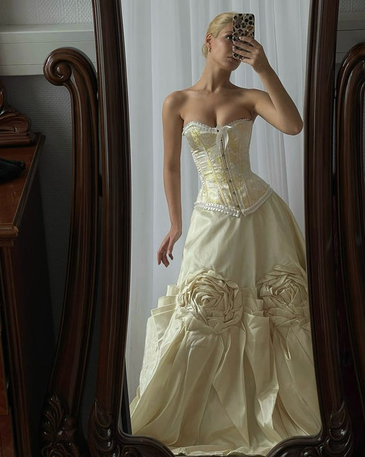 vintage elegant long prom dress strapless evening dress fg7126