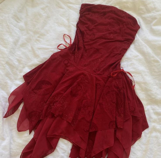 a line Strapless Chiffon Burgundy Homecoming Dresses Short Party Dress fg7043