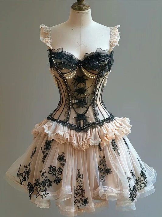 Retro Lace Dress Sexy Short Party Dress Homecoming Dress fg7225