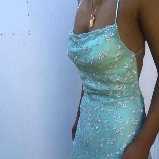 Spaghetti Straps Elegant Prom Dresses Floor Length Evening Dress fg7080
