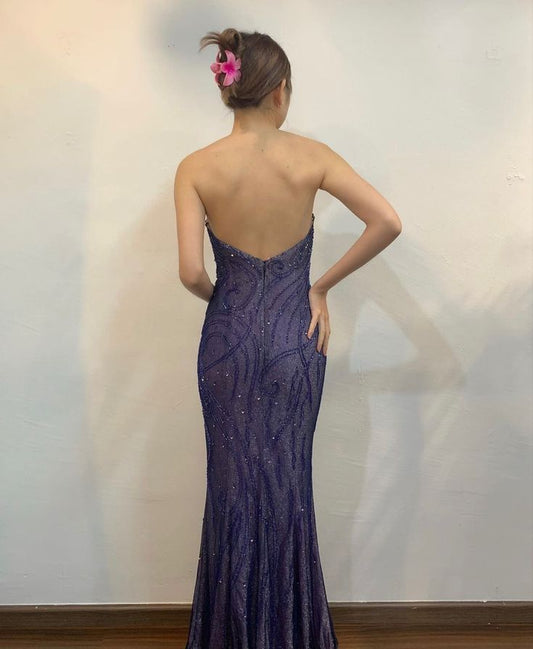 Strapless Mermaid Vintage Party Dress Long Evening Gown fg7158