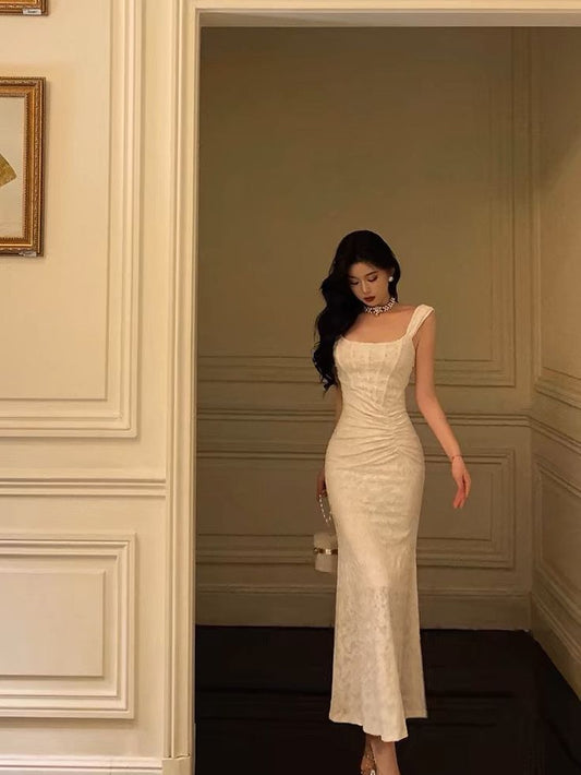 Sexy Mermaid Straps White Lace Prom Dresses Birthday Outfits fg7028