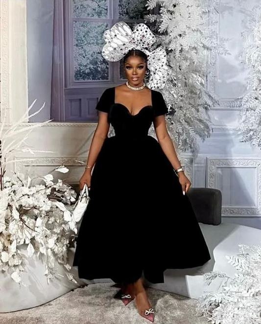 Black Short Sleeves Party Dress Fashion Evening Gown fg6642