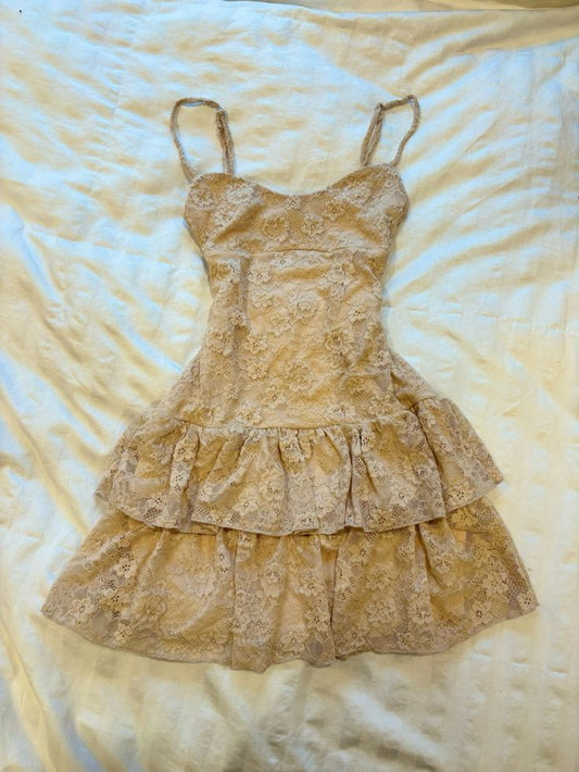Cute a line Short Champagne Lace Homecoming Dresses Cocktail Dress fg6953
