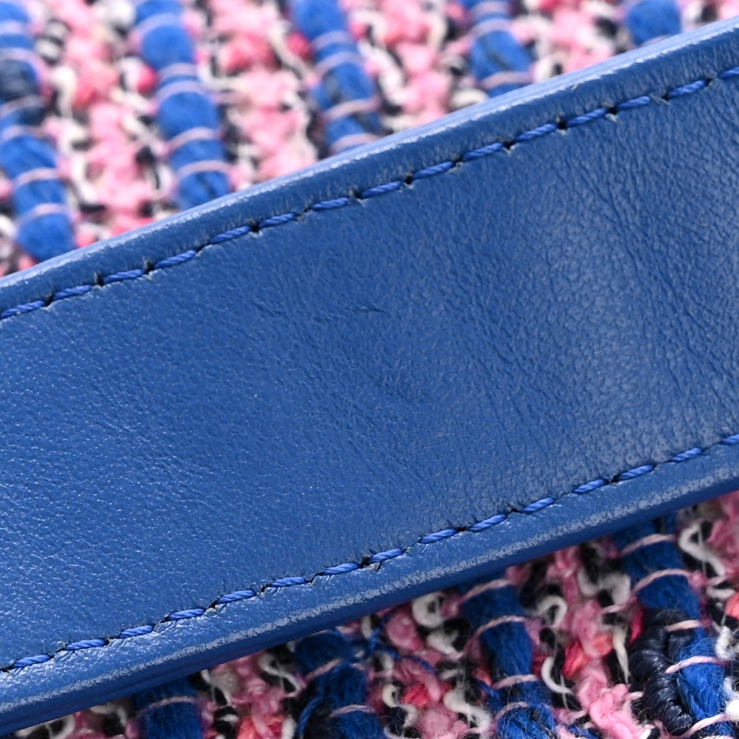 Tweed Quilted Chanel 19 Wallet On Chain WOC Blue Pink