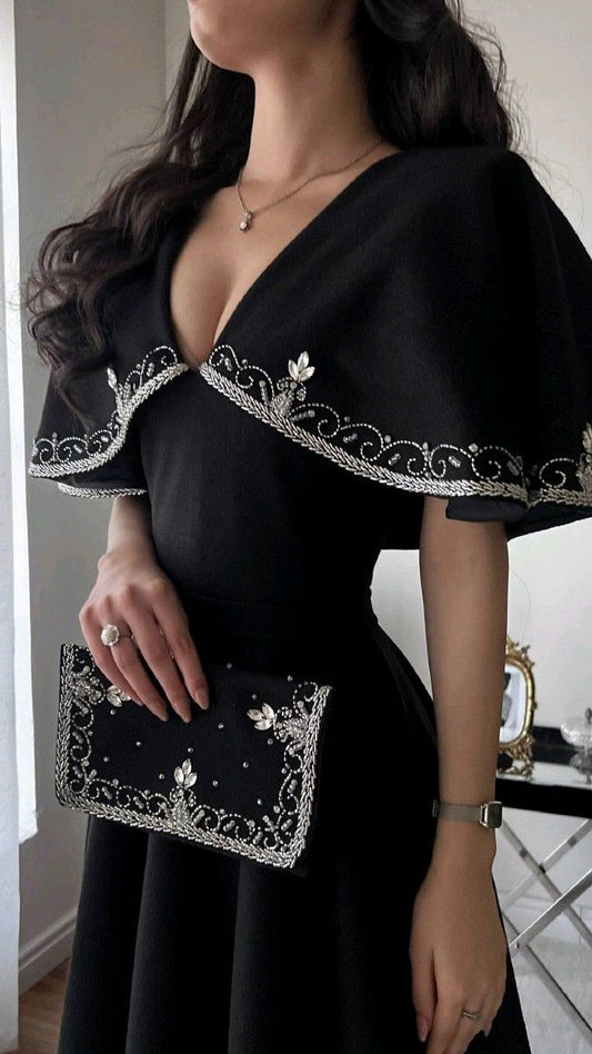 Elegant A line Prom Dress Black Evening Dress Formal Prom Gown fg7284
