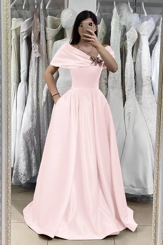 Gorgeous Off-The-Shoulder Mermaid A-Line Prom Dress With Beadings Online Fuchsia