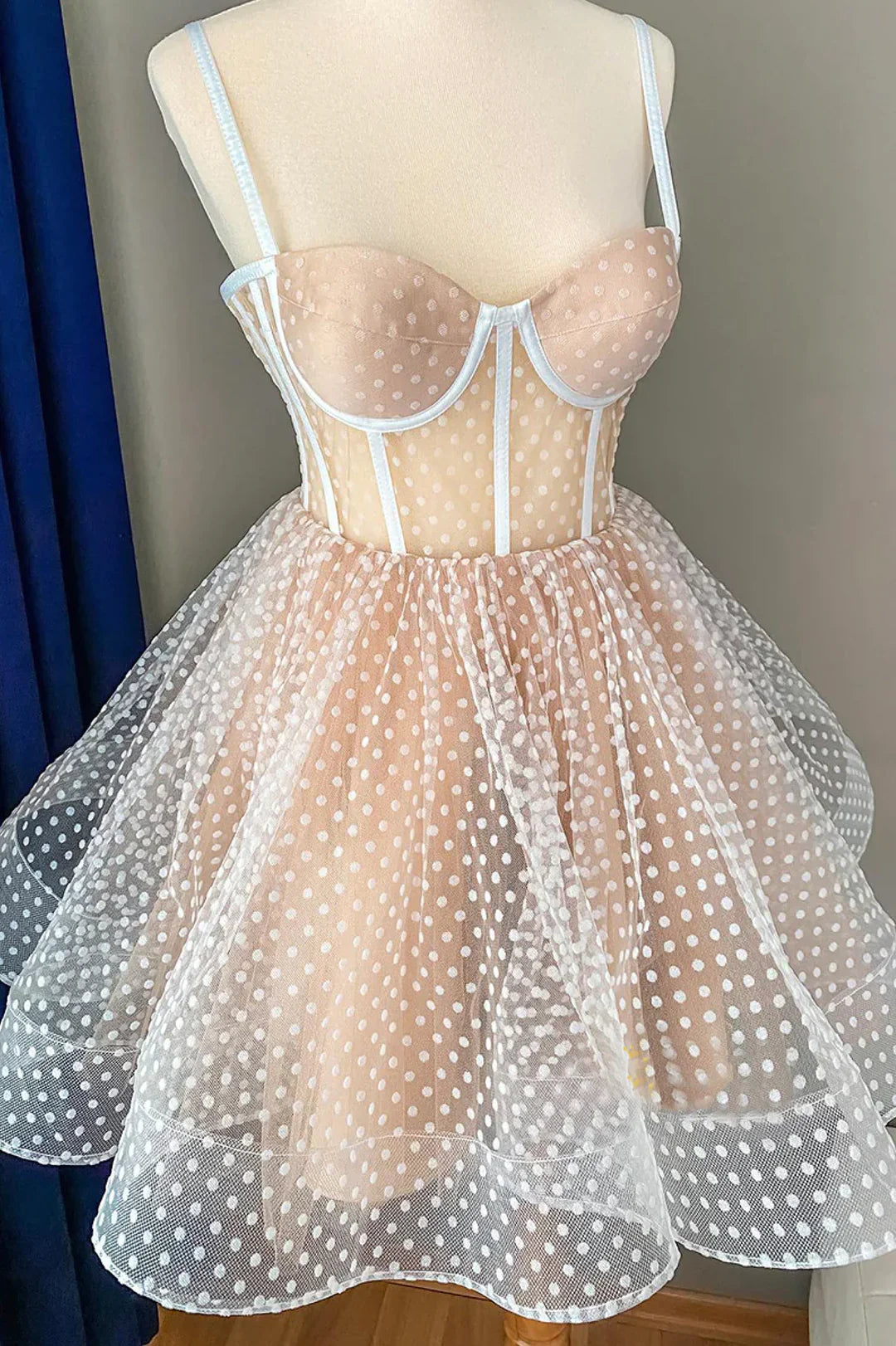 Cute Homecoming Dress Tulle Spaghetti Straps Prom Dress Back to School Outfits Party Dress D6105