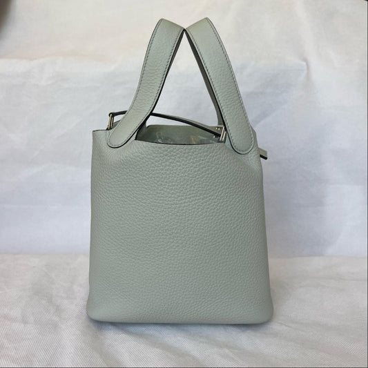 Hermes Picotin Lock 18 Taurillon Clemence Blue Pale PHW Bag