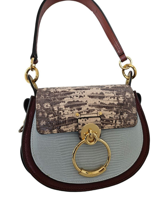 Chloe Tess Tricolor Lizard Skin Leather Shoulder Bag