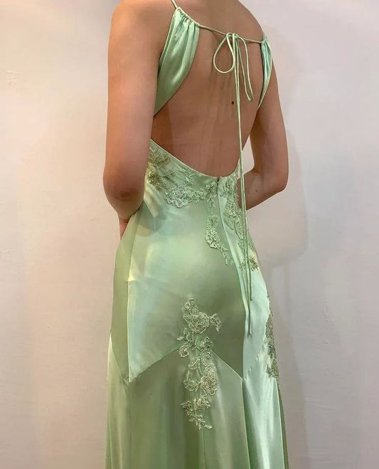 Green Vintage V Neck Beading Long Party Dress Formal Wear Dresses fg6921