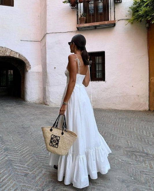 White Sexy Sleeveless Dress Elegant Long Evening Dress fg6906