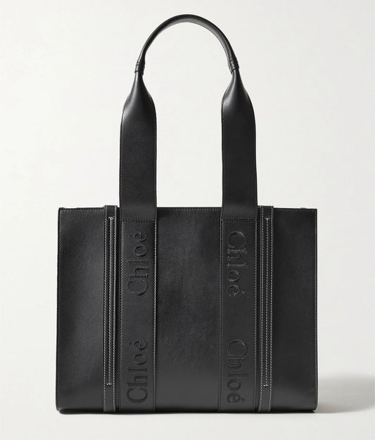 CHLOÉ Woody medium embroidered leather tote