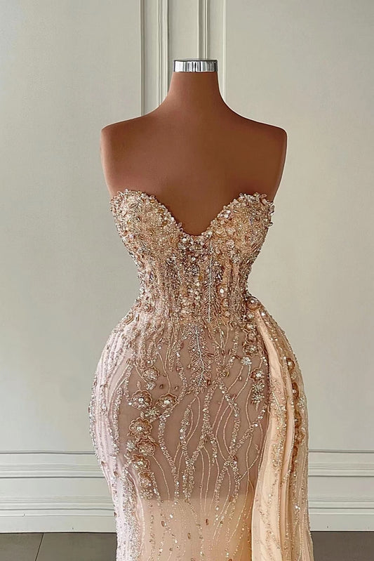 Amazing Sweetheart Mermaid Tulle Evening Dress With Rhinstone Sequins