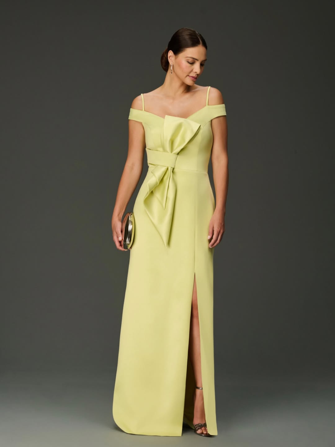 Sleeveless Spaghetti Straps Prom Dress With Bow
