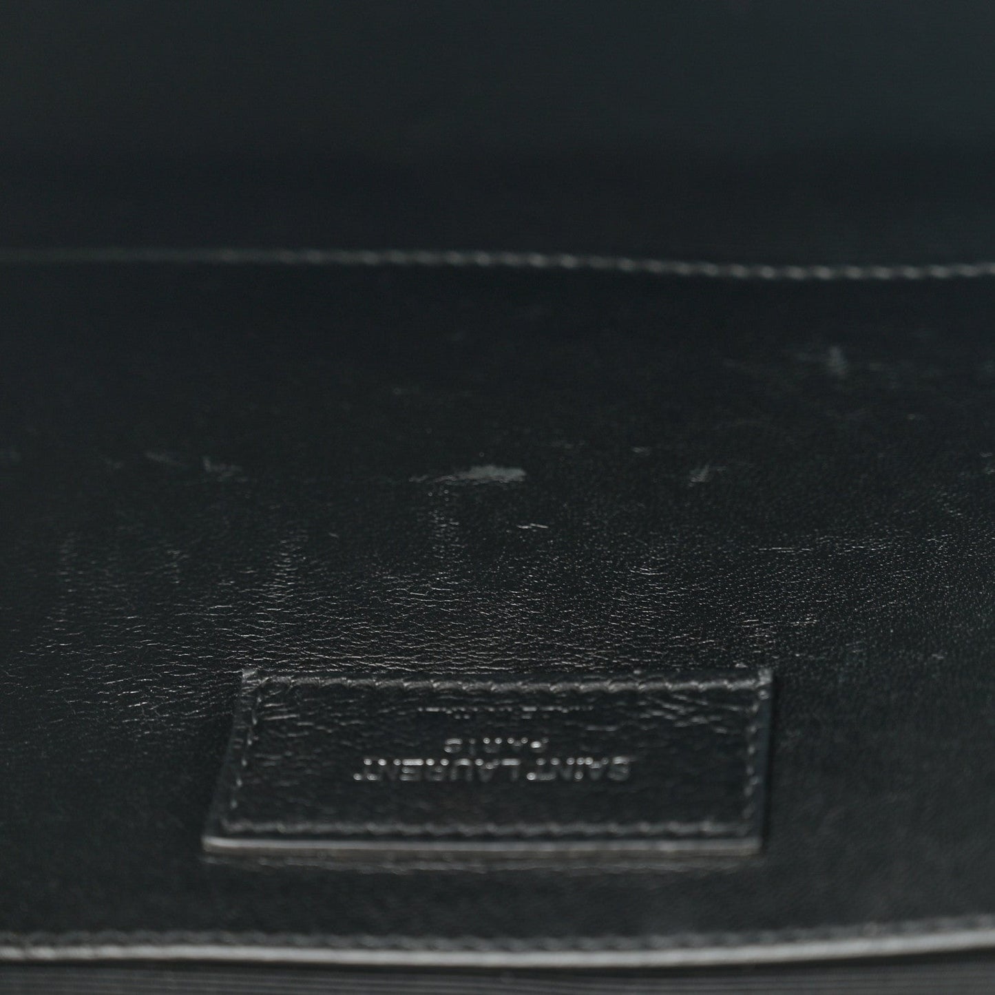 Calfskin Crocodile Embossed Large Classic Monogram Kate Satchel Black