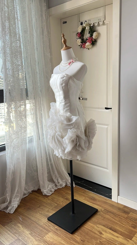 Elegant Homecoming Dress Strapless Tulle Cascade Back to School Outfits Party Dress D6456