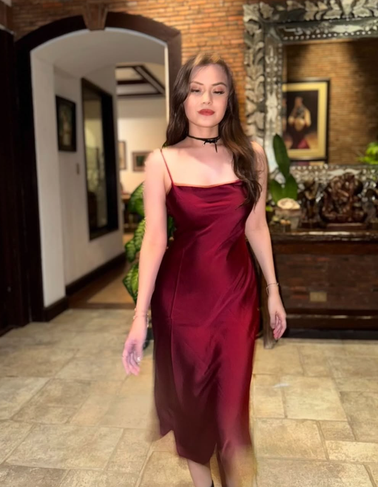 Fashion Sheath Spaghetti Straps Burgundy Prom Dresses Evening Dress SH1520