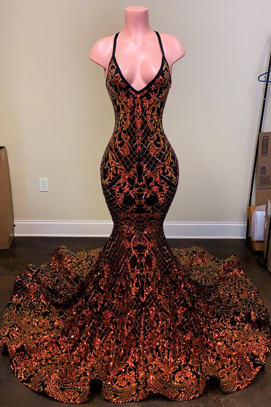 Plunging Neckline Laser Ligh Mermaid Prom Dress Sleeveless Court