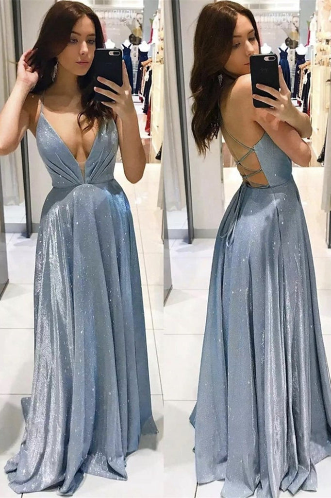 Sleeveless Prom Dress String Back Spaghetti-Straps