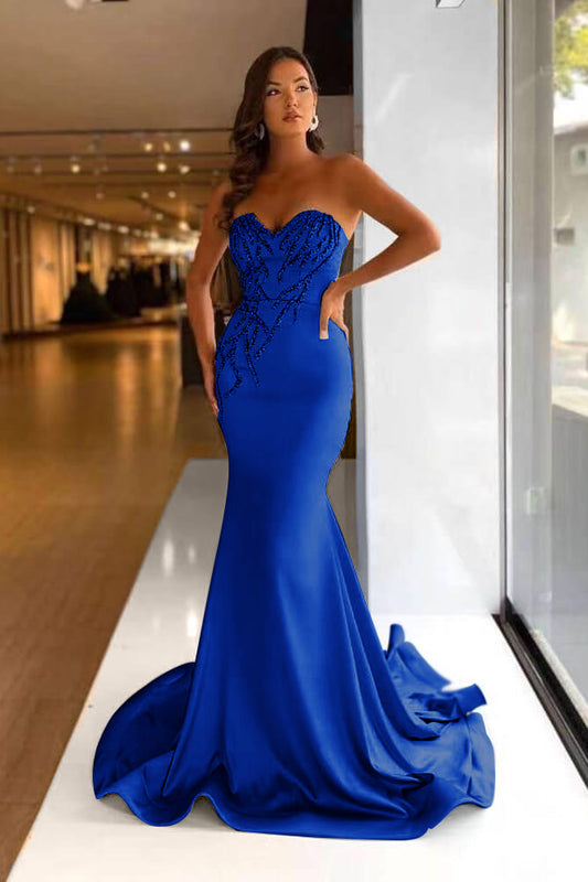 Pretty Long Prom Dress Mermaid Sweetheart With Beads