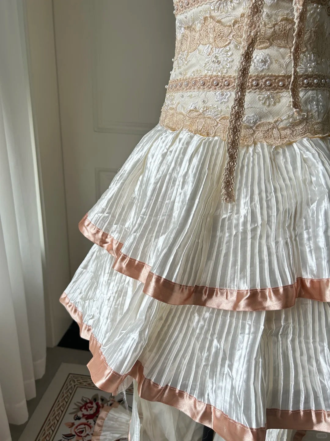 Chic Homecoming Dress V Neck Cascade Pearl Back to School Outfits Party Dress D6463