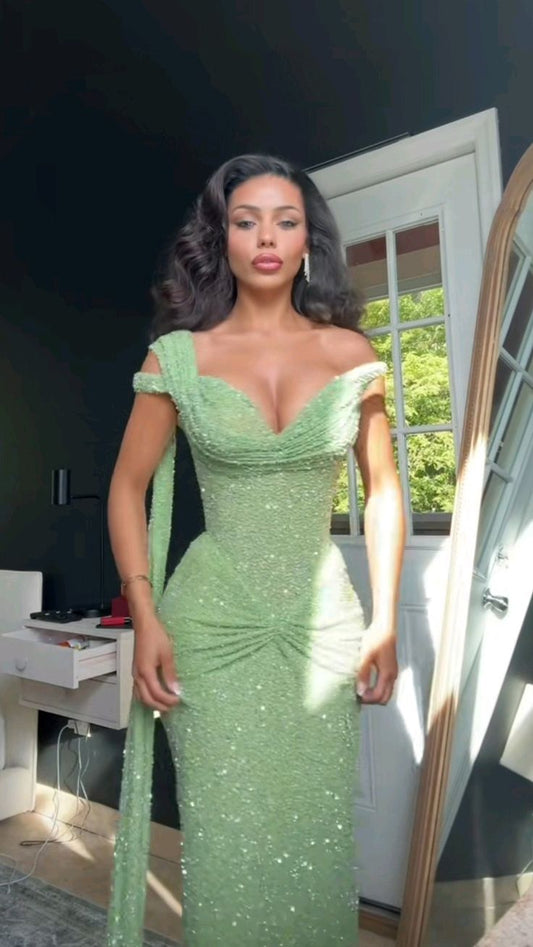 Green Elegant Long Party Dress Prom Dress New Arrive Mermaid Evening Dress fg8020