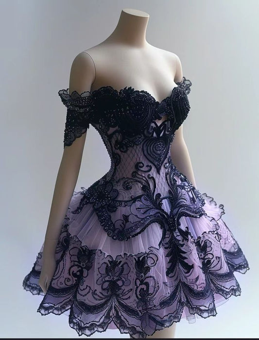 A Line Off Shoulder Cocktail Dress Short Party Dress Homecoming Dress fg7512