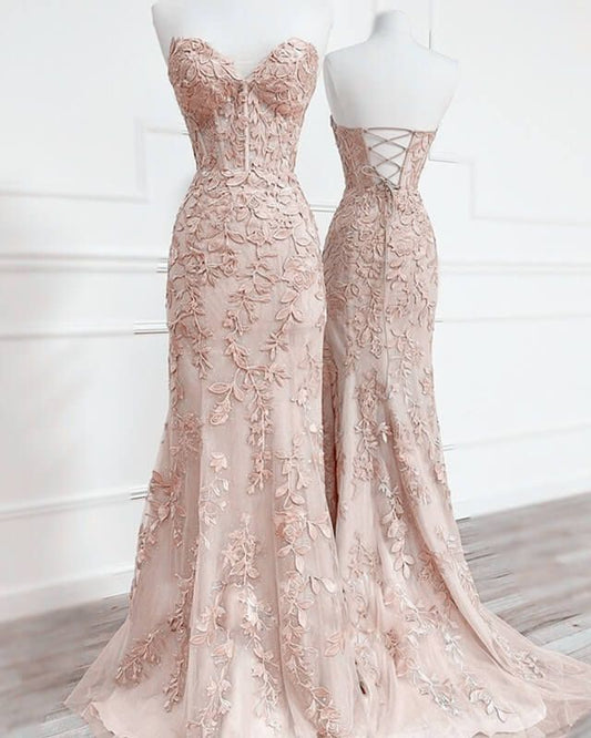 Mermaid Sweetheart Corset Lace Prom Dress fg5836