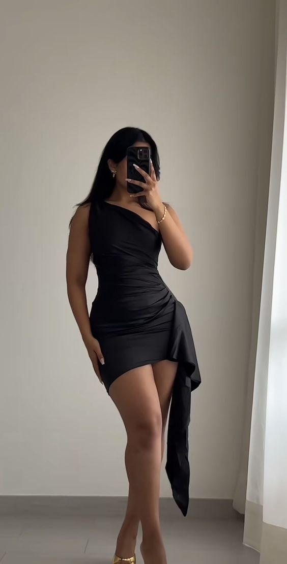 One Shoulder Ruffle Sexy Cocktail Dress Homecoming Dress fg5809