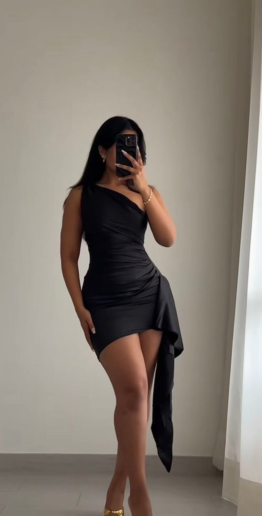 One Shoulder Ruffle Sexy Cocktail Dress Homecoming Dress fg5809