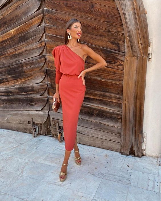 Evening Dresses One Shoulder Sexy Formal Party Gowns fg5458
