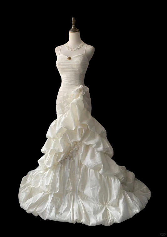 White Party Dress Long Evening Dress Princess Wedding Dress fg8110