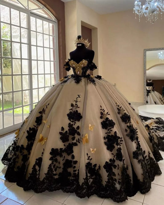 A Line Quinceanera Dresses 3D Flowers Sweet 15 16 Prom Ball Gowns fg7525