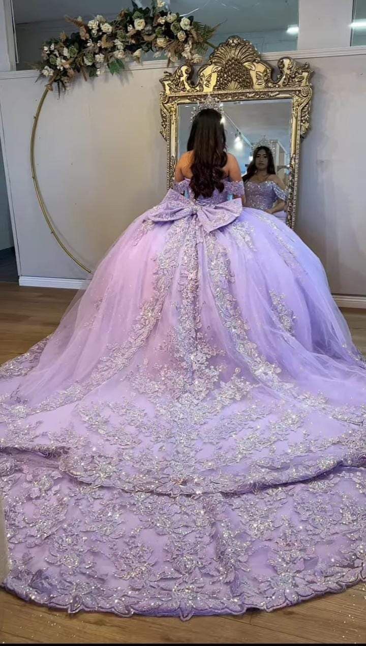 Lilac Quinceanera Dresses Off the Shoulder Sweet 16 Vestidos Ball Gown fg7515