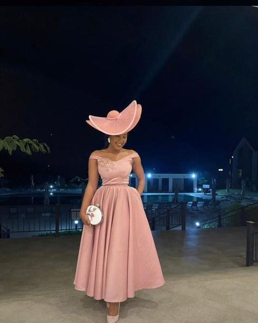 Pink Prom Dress, A-Line Off Shoulder Evening Dress fg5702