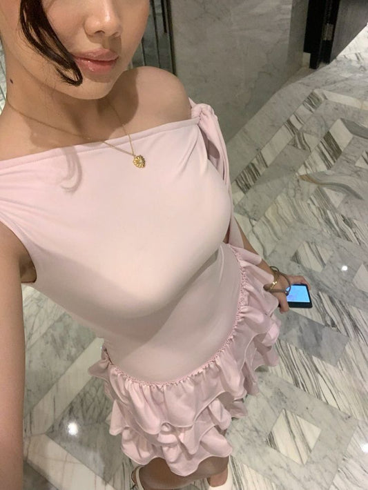 Pink Ruffles Birthday Outfit Short Evening Dress Short Party Dress Cocktail Dresses fg8052