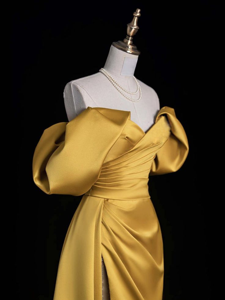 A-Line Off Shoulder Satin Long Prom Dress, Long Evening Dress fg5602