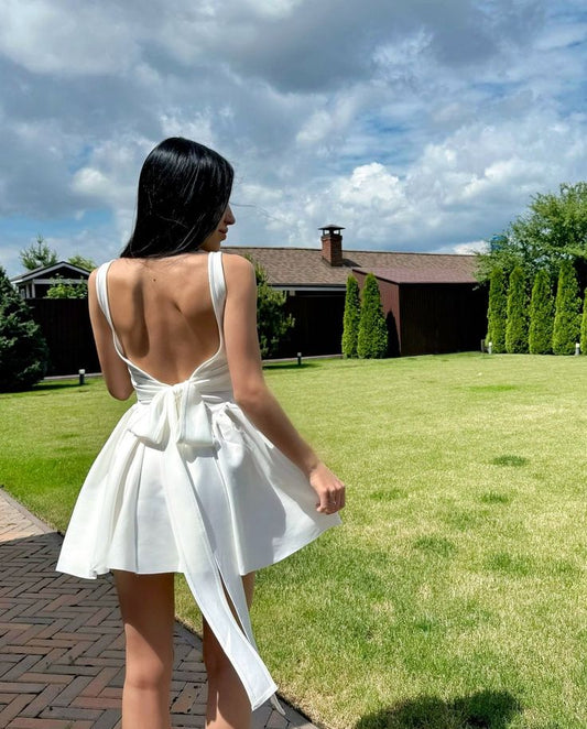 Elegant White A Line Homecoming Dress Short Birthday Outfit fg6133
