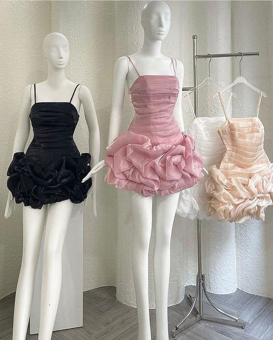 chic sheath pink organza homecoming dress 16th birthday outfits fg6188