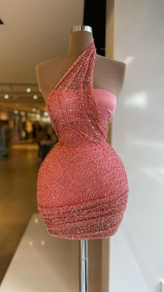 Short Prom Dresses Sparkly Sequins Mini Homecoming Dresses Pearls Beading Short Graduation Dresses fg6264