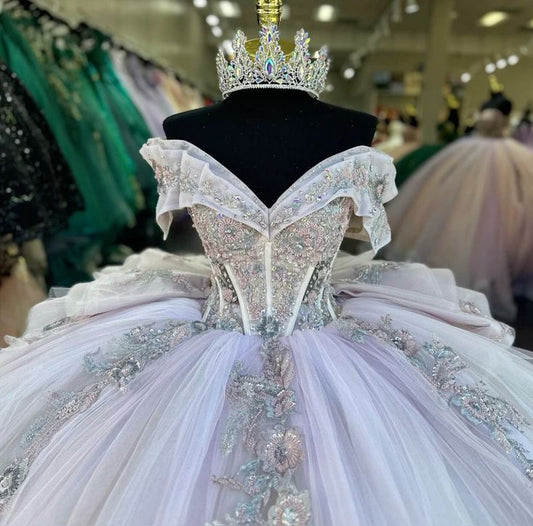 Quinceanera Dress Lace Applique Sequins Beading Mexican Sweet 16 Vestidos De XV 15 Anos Ball Gowns fg6581