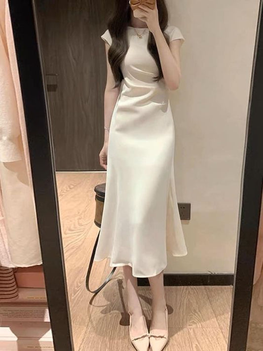 Simple Prom Dress, White Evening Party Dress fg6040