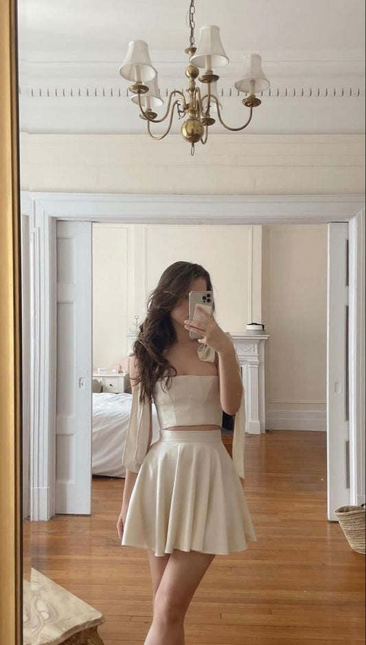 A Line Homecoming Dress Two Piece Short Evening Dress Cocktail Dresses Short Party Dress fg7904