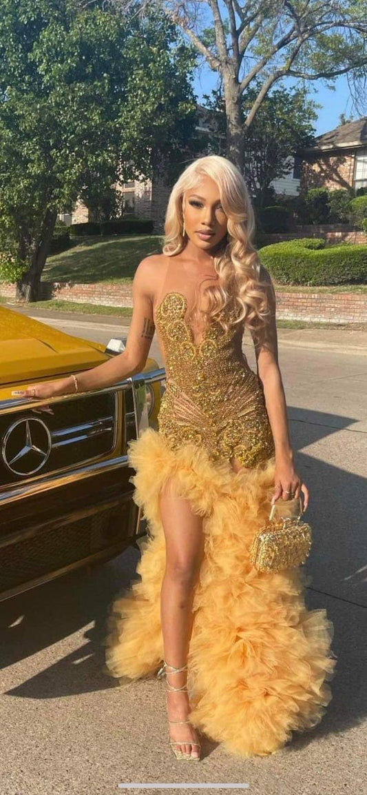 Gold Prom Dress Evening Formal Party Gowns fg7449